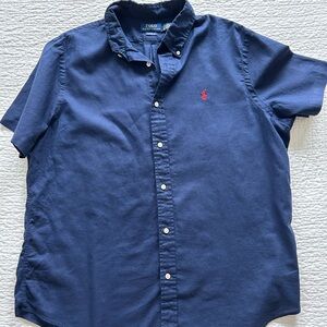 Polo by Ralph Lauren Navy Short-Sleeve Linen Button-Down Shirt